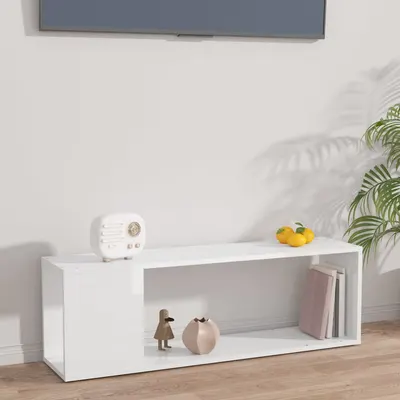vidaXL Comodă TV, alb extralucios, 100x24x32 cm, PAL