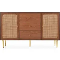Comodă modernă cu 2 uși și 3 sertare, raft reglabil, pentru living și dormitor, 150x40x90 cm, Culoare naturală
