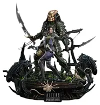 Statuetă Prime 1 Studio Movies: Alien vs Predator - Machiko & Broken Tusk Predator (DX Bonus Version), 84 cm