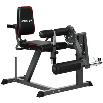 SPORTNOW Aparat pentru Gambe cu Spătar și Perne Reglabile și Spațiu pentru Greutăți, 100x90x105 cm, Negru | Aosom Romania