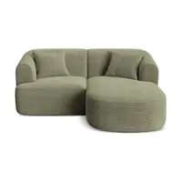 Colțar verde cu tapițerie din catifea reiată (cu colț pe partea dreaptă/cu șezlong) Campi – Cosmopolitan Design