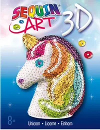 Kit creativ de artă cu paiete - DIY unicorn 3D cu paiete
