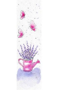Semn de carte pictat manual: Lavanda