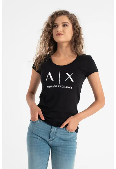 Tricou slim fit de bumbac - Negru/Alb optic