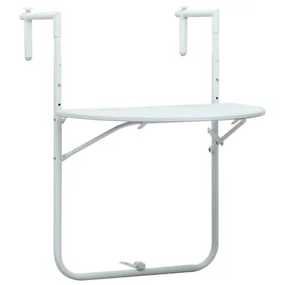 vidaXL Masă balcon suspendată alb 60x64x83,5 cm plastic aspect ratan
