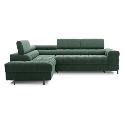 Colțar verde extensibil/cu spațiu de depozitare cu tapițerie din țesătură bouclé (cu colț pe partea stângă/în formă de ”L”) Ferucce – ELTAP