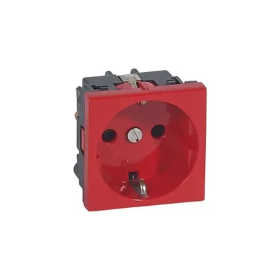 priza Mosaic - German standard - 2P+E screw terminals - 2 module - rosu antimicrobial
