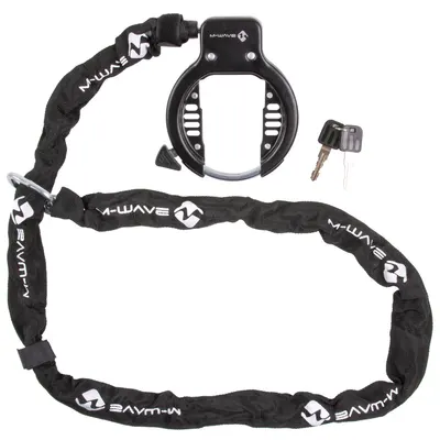 Lacăt potcoavă M-Wave din oțel, inel 5,5 mm, 150 cm, negru