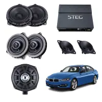 Pachet sistem audio Plug&Play Steg dedicat BMW Basic BM45C BM4 + Amplificator Steg SDSP 6 + Conectica dedicata