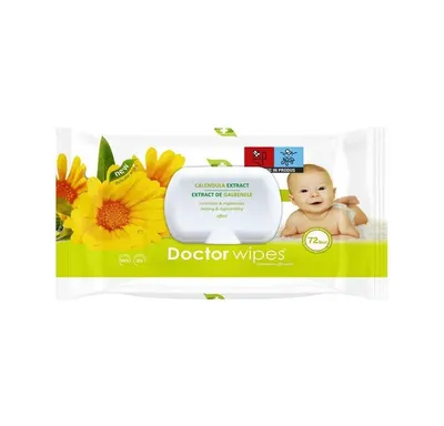 Servetele umede Doctor Wipes cu extract de Galbenele 72 bucati in cutie cu capac