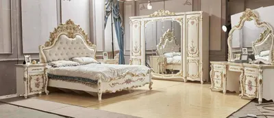 Dormitor complet Imperial crem pat 180x200 saltea inclusa