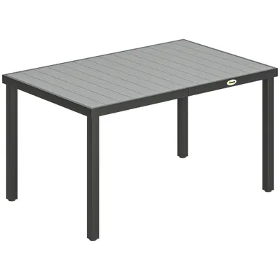 Outsunny Masă de grădină pentru 4-6 persoane, masă de exterior cu blat cu lamele, 140 x 90 x 74 cm, gri | Aosom Romania