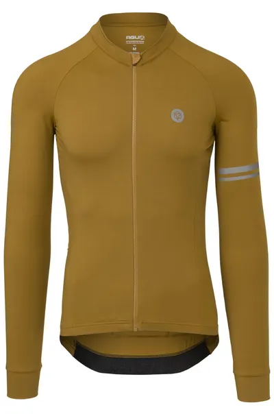 Tricou de ciclism bărbați cu mânecă lungă Slim Fit Performance Maro