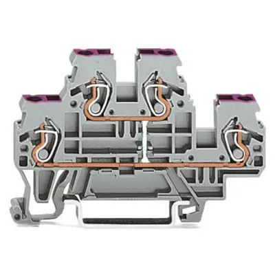Double-deck terminal block; 4-conductor through terminal block; N; suitable for Ex i applications; internal commoning; conductor entry with violet marking; for DIN-rail 35 x 15 and 35 x 7.5; 2.5 mm²; CAGE CLAMP®; 2,50 mm²; blue