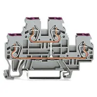 Double-deck terminal block; 4-conductor through terminal block; N; suitable for Ex i applications; internal commoning; conductor entry with violet marking; for DIN-rail 35 x 15 and 35 x 7.5; 2.5 mm²; CAGE CLAMP®; 2,50 mm²; blue
