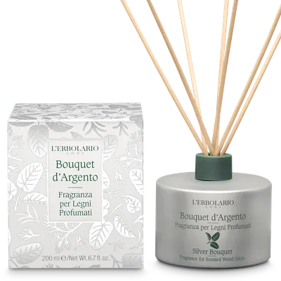 L'Erbolario Parfum pentru camera cu betisoare Silver Bouquet, 200ml