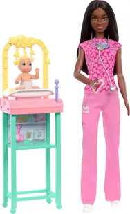 Set de joacă Barbie You Can Be Anything - Pediatru, cu părul castaniu închis