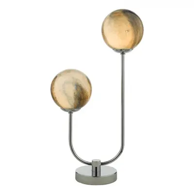 Veioza Mikara 2 Light Table Lamp Polished Chrome Planet Glass