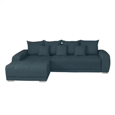 Coltar MARIBO L extensibil, cu arcuri si lada depozitare, colt stanga, albastru, 282x205x92 cm