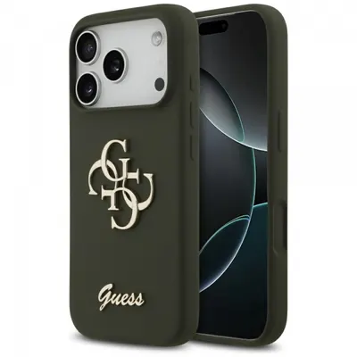 Husa pentru Apple iPhone 17 Pro Max, Guess, Big 4G Script, Kaki