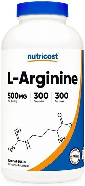 L-Arginine, 500 mg, 300 capsule, Nutricost