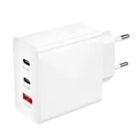Incarcator telefon 65W, 2 porturi PD/Type-C + 1 port USB, incarcare super rapida, alb