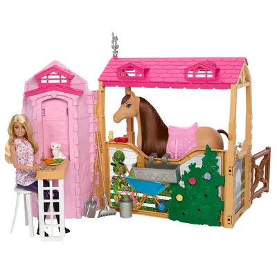 Set de joaca cu papusa si cal Barbie Mysteries Grajdul Suprem