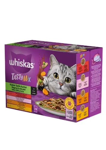 Whiskas Plic Tasty Mix Vita&amp;Somon/Pui&amp;Curcan/Pui&amp;Cod/Somon &amp; Morcov 12x85 G