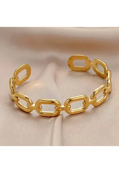 Bratara aurie - din otel inoxidabil - suflata cu aur 18k - forma de zale imbinate - Delia C10