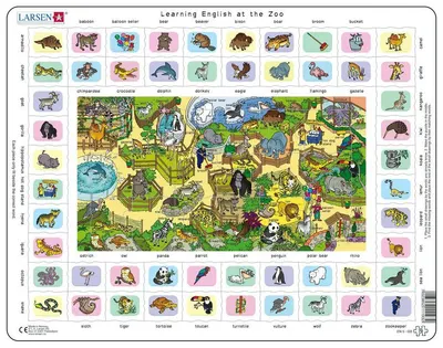 Puzzle educațional Larsen din 70 piese - La grădina zoologică