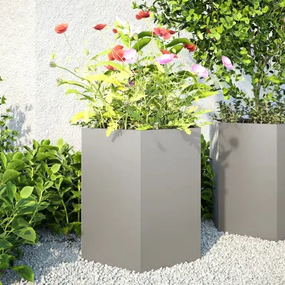 Gossi jardiniera gradina 2 buc. 46x40x45cm otel inoxidabil hexagonala