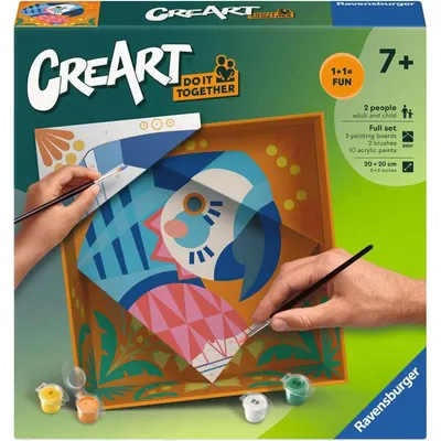Set de pictat după numere Ravensburger CreArt - Papagal fermecător (Do it together)
