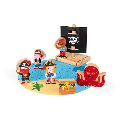 Set de joacă din lemn cu 7 figurine