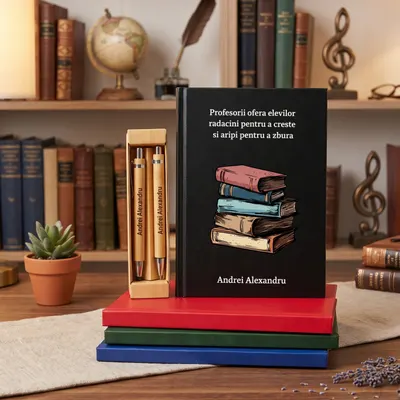 Cadou pentru Profesor - Agenda personalizata + Pix si Creion mecanic personalizat