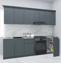 Set bucatarie SPACE 240 cm, 8 corpuri, corp Jolly, blat termorezistent, fronturi MDF, antracit