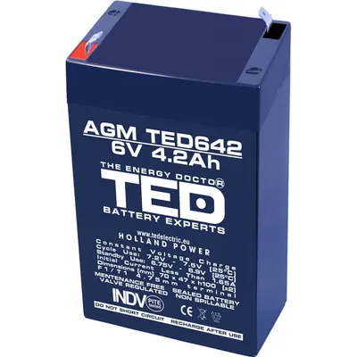 Acumulator AGM VRLA TED TED002914, 6 V, 4.2 A