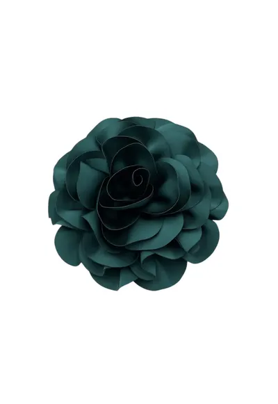 Brosa oversized floare verde padure - material textil - design tridimensional