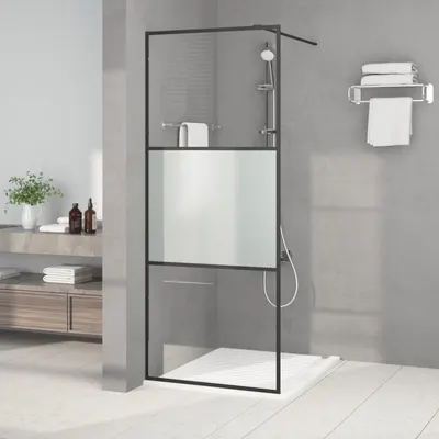 vidaXL Perete cabină duș walk-in negru 80x195 cm sticlă ESG semi-mată