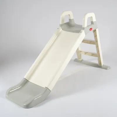 Tobogan pentru copii Doloni WhiteGrey, cu trepte si manere de sustinere, dimensiune 144.5 x 60.2 x 79.2 cm
