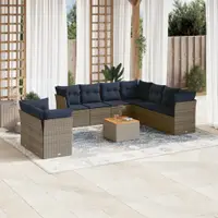 Gossi set canapele de gradina cu perne, 11 piese, gri, poliratan