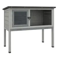 PawHut Cușcă de Iepure Ridicată, Cușcă de Iepure cu Tavă Extensibilă și Trapă, 84x43x70 cm, Gri