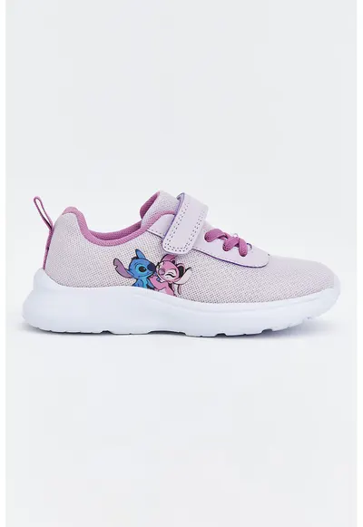 Pantofi sport cu velcro si sireturi elastice - Roz fandango/Liliac prafuit
