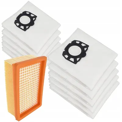 Set filtru Hepa si 10 saci textili premium, NewEvo , pentru aspiratoare Karcher seria, WD4 WD5 WD6 KWD6 SE5 SE 5.100 SE 6.100