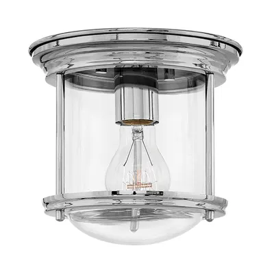 Corp de iluminat decorativ pentru exterior, Hadrian 1 Light Flush Mount – Clear Glass – Chrome