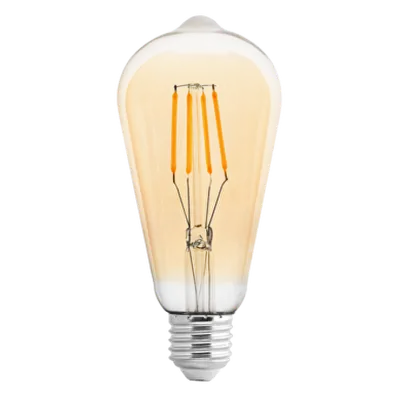 Bec LED glob cu filament dimabil, 4W, E27, 2500K, 220-240V AC, Chihlimbar