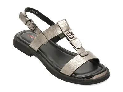 Sandale PASS COLLECTION argintii, WC60002, din piele naturala
