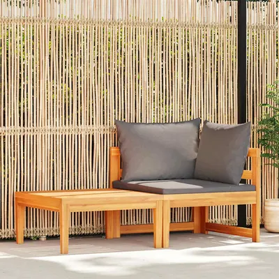 vidaXL Set mobilier grădină cu perne gri închis, 2 piese, lemn acacia