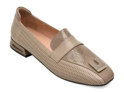 Mocasini IMAGE gri, 021G600, din piele naturala