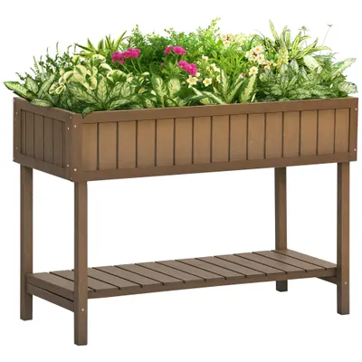 Outsunny Ghiveci pe Picioare pătrat Potager raft dim. 110L x 46l x 76H cm 8 Compartimente Inserturi de irigare Lemn de Brad | Aosom Romania