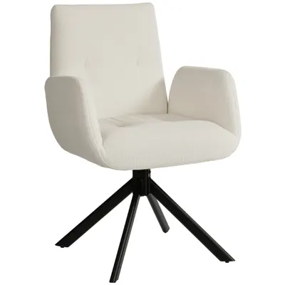 HOMCOM Fotoliu tapițat, fotoliu accent, design modern, rotativ, până la 120 kg, alb crem | Aosom Romania